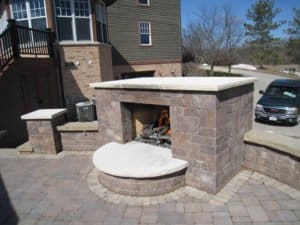 Outdoor Fireplace with Pillars & Wall