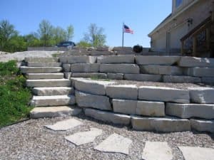retaining wall with steps