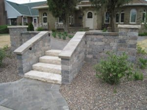 wall with pillar and steps