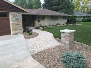 Custom Stone Front Entrance with Pillar