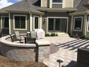 Custom Patio with Curved Wall